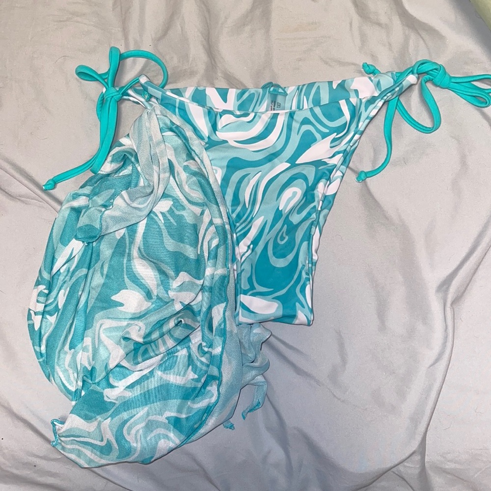 shein swim bottoms with cover up skirt